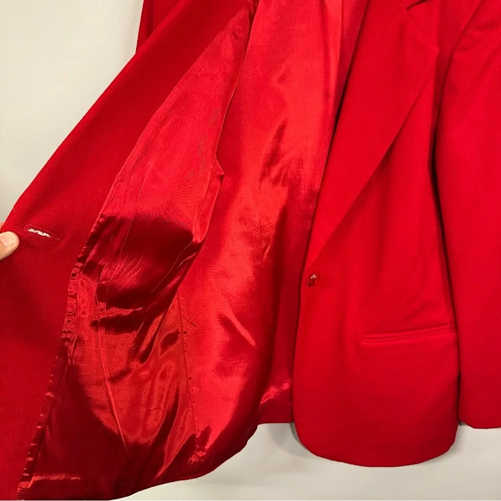 Vintage Sag Harbor Wool Blazer Red Women's Size 12 Lightweight Fall Winter